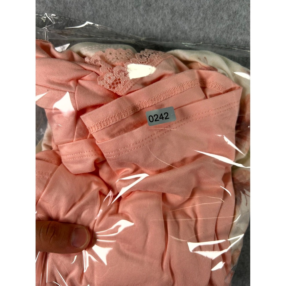 Ambrielle Pajama Set Womens Medium Pink Beige Butterfly Print Stretch Sleepwear - Picture 16 of 16